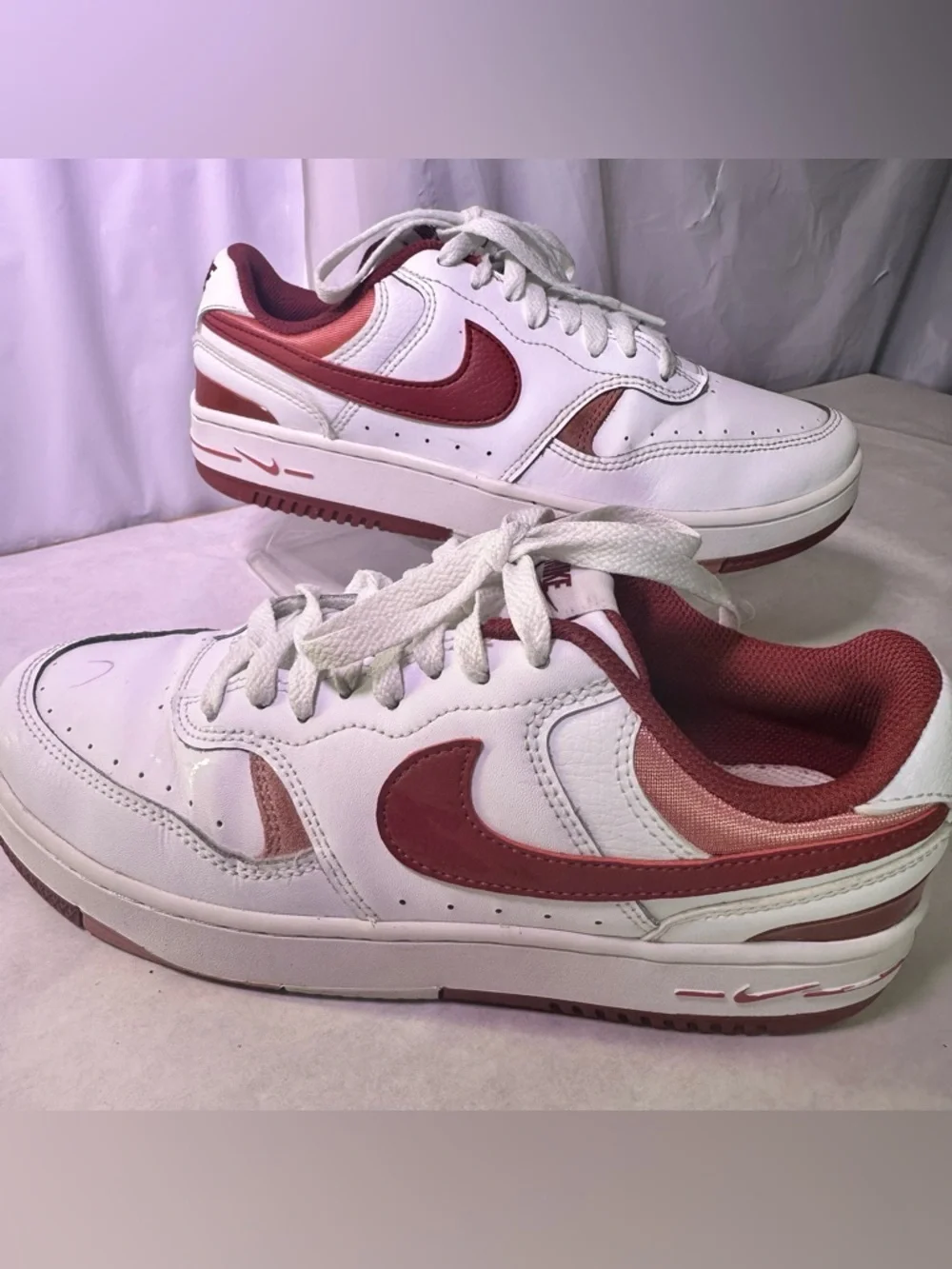 Nike Women’s White & Burgundy Low-Top Sneakers